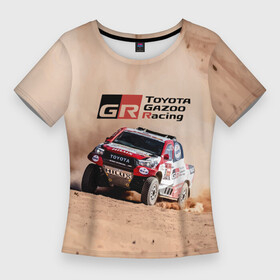 Женская футболка 3D Slim с принтом Toyota Gazoo Racing  Desert  Rally в Екатеринбурге,  |  | car | competition | off road vehicle | racing | rally | toyota | автомобиль | внедорожник | гонка | пустыня | ралли | соревнование | тойота