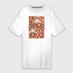 Платье-футболка хлопок с принтом Samarkande Art Nouveau Flower Pattern (Цветочный орнамент) в Екатеринбурге,  |  | абстракция | винтаж | картина | классика | минимализм | орнамент | паттерн | пейзаж | природа | цветы | экспрессионизм