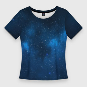 Женская футболка 3D Slim с принтом Космическая ночь в Екатеринбурге,  |  | outer space | space | universe with stars | вселенная | вселенная со звездами | галактика | звезды | космическая ночь | космос