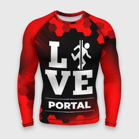 Мужской рашгард 3D с принтом Portal Love Классика в Екатеринбурге,  |  | logo | love | portal | игра | игры | лого | логотип | портал | символ | соты