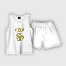 Детская пижама с шортами хлопок с принтом FIVB ВОЛЕЙБОЛ ЛОГО в Екатеринбурге,  |  | fivb | voleybal | volleyball | волебол | волейбол | волейбола | волейболист | волейболистка | воллейбол | международная | федерация | фивб