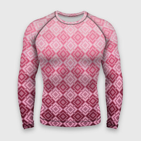 Мужской рашгард 3D с принтом Розовый геометрический градиентный узор в Екатеринбурге,  |  | geometric | geometric pink | геомметрический узор | градиент | клетка | розовый
