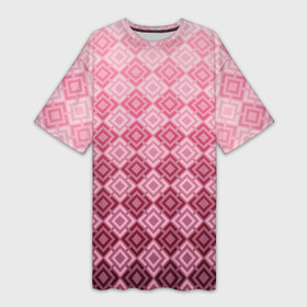 Платье-футболка 3D с принтом Розовый геометрический градиентный узор в Екатеринбурге,  |  | geometric | geometric pink | геомметрический узор | градиент | клетка | розовый