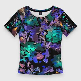 Женская футболка 3D Slim с принтом Floral pattern  Summer night  Fashion trend 2025 в Екатеринбурге,  |  | abstraction | fashion | flowers | neon | night | pattern | summer | trend | абстракция | лето | мода | неон | ночь | тренд | узор | цветы