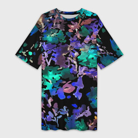 Платье-футболка 3D с принтом Floral pattern  Summer night  Fashion trend 2025 в Екатеринбурге,  |  | abstraction | fashion | flowers | neon | night | pattern | summer | trend | абстракция | лето | мода | неон | ночь | тренд | узор | цветы