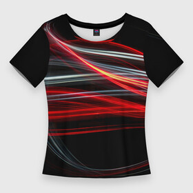 Женская футболка 3D Slim с принтом Волнообразные линии неона  Красный в Екатеринбурге,  |  | abstraction | art | colorful | colors | neon | surrealism | абстракция | арт | волны | искусство | линии | неон | разноцветный | сюрреализм | цвета