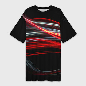 Платье-футболка 3D с принтом Волнообразные линии неона  Красный в Екатеринбурге,  |  | abstraction | art | colorful | colors | neon | surrealism | абстракция | арт | волны | искусство | линии | неон | разноцветный | сюрреализм | цвета