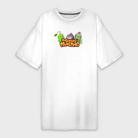 Платье-футболка хлопок с принтом My Singings Monsters Logo в Екатеринбурге,  |  | game | monsters | my singing monsters | my singings monsters | игра | игры | мои поющие монстры | монстры | поющие монстры