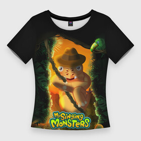 Женская футболка 3D Slim с принтом Stogg в Екатеринбурге,  |  | game | monsters | my singing monsters | my singings monsters | игра | игры | мои поющие монстры | монстры | поющие монстры