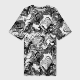 Платье-футболка 3D с принтом Абстрактный в серых тонах фон с головой рыбы в Екатеринбурге,  |  | abstract background | fish | абстрактный узор | для рыбака | камуфляж | рыба | рыбалка | серый | черно белый