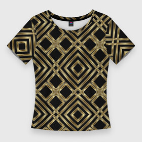 Женская футболка 3D Slim с принтом GOLD LUXURY Золотая абстракция в Екатеринбурге,  |  | бутоны | паттерн | т | узор | узоры | цветы