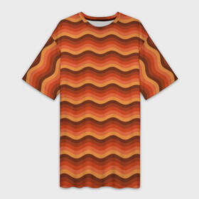 Платье-футболка 3D с принтом Ретро Волна в Екатеринбурге,  |  | orange | pattern | retro | wave | волна | оранжевый | ретро | узор