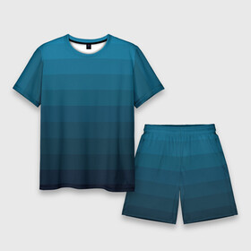 Мужской костюм с шортами 3D с принтом Blue stripes gradient в Екатеринбурге,  |  | blue | gradient | striped pattern | stripes | градиент | полосатый узор | синие полосы | синий