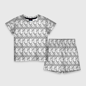 Детский костюм с шортами 3D с принтом Art deco white background в Екатеринбурге,  |  | art deco | geometric pattern | white | арт деко | геометрические фигуры | геометрический узор | современный узор