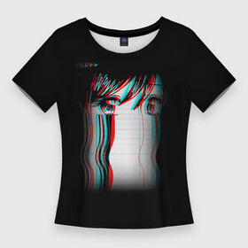 Женская футболка 3D Slim с принтом Sad Neon Girl в Екатеринбурге,  |  | dead | ghoul | girl | inside | neon | sad | tired | true | zxc | внутри | грусть | гуль | девушка | дед | иероглифы | инсайд | мертвый | неон