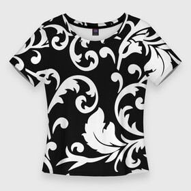 Женская футболка 3D Slim с принтом Minimalist floral pattern в Екатеринбурге,  |  | fashion | leafs | minimalism | pattern | plant | листья | минимализм | мода | паттерн | растение