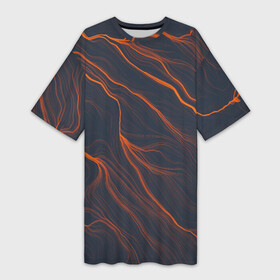 Платье-футболка 3D с принтом Оранжевая Молния в Екатеринбурге,  |  | lightning | nature | orange | summer | лето | молния | оранжевый | природа