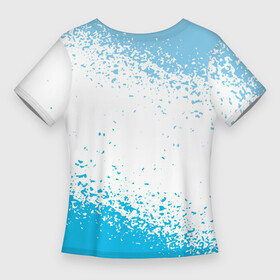 Женская футболка 3D Slim с принтом manchester  голубые брызги на белом фоне в Екатеринбурге,  |  | city | club | footbal | logo | manchester | знак | клуб | логотип | логотипы | манчестер | символ | символы | сити | форма | футбол | футбольная | футбольный