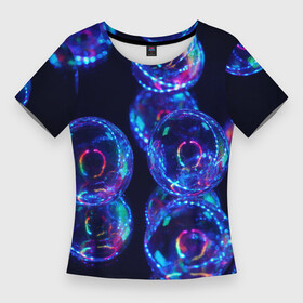 Женская футболка 3D Slim с принтом Неоновые сюрреалистичные пузыри  Синий в Екатеринбурге,  |  | abstraction | art | artwork | bubbles | colorful | colors | dark | darkness | graphics | neon | surrealism | абстракция | арт | графика | искусство | неон | пузыри | разноцветный | сюрреализм | темнота | тьма | цвета