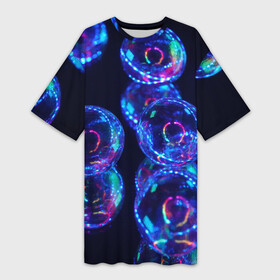 Платье-футболка 3D с принтом Неоновые сюрреалистичные пузыри  Синий в Екатеринбурге,  |  | abstraction | art | artwork | bubbles | colorful | colors | dark | darkness | graphics | neon | surrealism | абстракция | арт | графика | искусство | неон | пузыри | разноцветный | сюрреализм | темнота | тьма | цвета