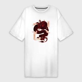 Платье-футболка хлопок с принтом Японский красный Дракон  JAPAN Dragon в Екатеринбурге,  |  | china | dragon | dragons | japan | samurai | иероглифы | китай | самурай | эстетика | япония
