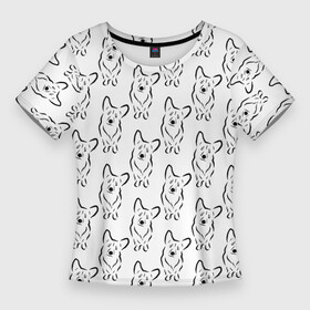 Женская футболка 3D Slim с принтом Корги (принт) в Екатеринбурге,  |  | вельш | животные | корги | лапки | малыш | милота | мимими | мордочка | овчарка | орнамент | паттерн | пес | песик | порода | принт | собака | собачка | собачникам | собачники | уши | фауна | щенок
