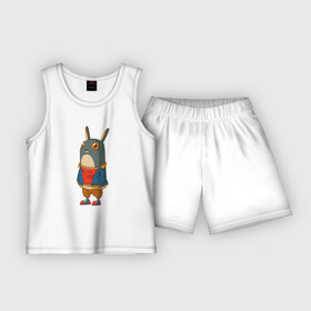 Детская пижама с шортами хлопок с принтом Забавный кролик в Екатеринбурге,  |  | животное | зайчик | заяц | кролик | прусак | трусишка