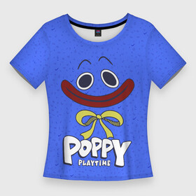 Женская футболка 3D Slim с принтом Poppy Playtime Huggy Wuggy в Екатеринбурге,  |  | horror | huggy | kissy | playtime | poppy | poppy playtime | wuggy | вагги | поппи | ужас | хагги