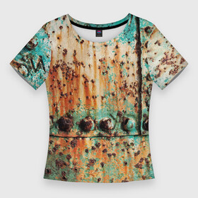 Женская футболка 3D Slim с принтом Искусство коррозии металла  Rust в Екатеринбурге,  |  | corrosion | fashion | metal | rivet | rust | texture | заклёпка | коррозия | металл | мода | ржавчина | текстура