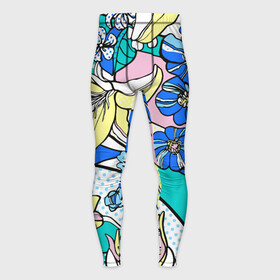 Мужские тайтсы 3D с принтом Яркие цветы в стиле поп арт в Екатеринбурге,  |  | art | composition | fashion | flowers | pop art | искусство | композиция | мода | поп арт | цветы