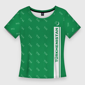 Женская футболка 3D Slim с принтом Turkmenistan TM (Турменистан) в Екатеринбурге,  |  | ashgabat | turkmenistan | ашхабад | зелёный блокнот | туркменистан | туркмения