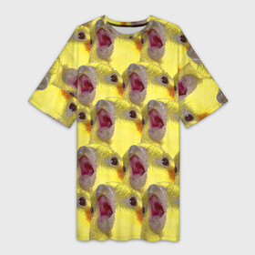 Платье-футболка 3D с принтом Попугай Корелла Орёт  Мем в Екатеринбурге,  |  | животные | корелла | мем | попугай | попугай кричит | птицы
