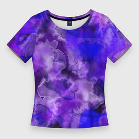 Женская футболка 3D Slim с принтом Космический хаос в Екатеринбурге,  |  | клякса | космос | краска | облака | хаос