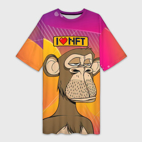 Платье-футболка 3D с принтом Ape coin i love NFT в Екатеринбурге,  |  | ape | ape coin | crypto | i love nft | nft | биткоин | биток | крипта | криптовалюта | нфт | обезьяна | обезьянка