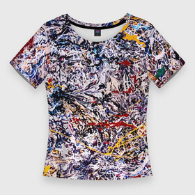 Женская футболка 3D Slim с принтом Холст забрызганный краской  Fashion trend в Екатеринбурге,  |  | abstraction | art | fashion | paint | splashes | vanguard | абстракция | авангард | брызги | искусство | краска | мода