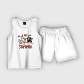 Детская пижама с шортами хлопок с принтом Hot mom Summer в Екатеринбурге,  |  | Тематика изображения на принте: hot mom | summer | девушка | жара | женщина | летняя | лето