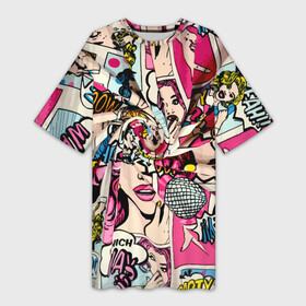 Платье-футболка 3D с принтом Twisted pop atr pattern в Екатеринбурге,  |  | color | fashion | pattern | pop art | retro | мода | паттерн | поп арт | ретро | цвет