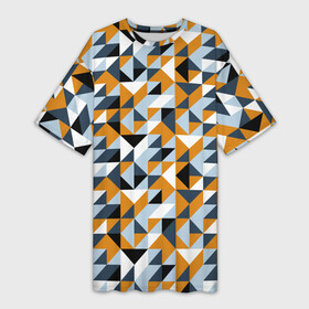 Платье-футболка 3D с принтом Полигональный геометрический узор в Екатеринбурге,  |  | abstract | black | blue | four color | geometric | gray | orange | polygonal | polygons | triangles | абстрактный | геометрический | классический | многоугольники | оранжевый | полигональный | простой | серый | синий | треугольники | черный