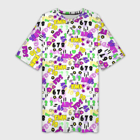Платье-футболка 3D с принтом Разноцветные цифры и алфавит school в Екатеринбурге,  |  | alphabet | children | school | буквы | детский узор | разноцветный алфавит | светлый фон | цифры | школьный узор