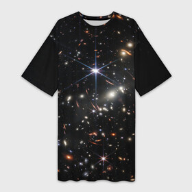 Платье-футболка 3D с принтом Новое изображение ранней вселенной от Джеймса Уэбба в Екатеринбурге,  |  | james webb telescope | nasa | space | universe | вселенная | галактика | зведы | звездное небо | звезды в космосе | изображение ранней вселенной | космос | наса | телескоп джеймс уэбб | фото вселенная | фото космос