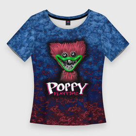Женская футболка 3D Slim с принтом Poppy playtime Haggy Waggy Хагги Вагги Поппи плейтайм в Екатеринбурге,  |  | haggy waggy | poppy playtime game | поппи плейтайм | розовый | синий | хагги вагги
