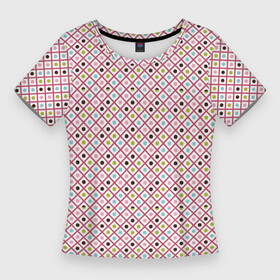 Женская футболка 3D Slim с принтом Кружки и ромбики в Екатеринбурге,  |  | абстрактные | абстракция | геометрия | классика | классические | нейтральные | спокойные | узор | узоры