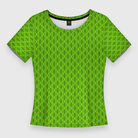 Женская футболка 3D Slim с принтом Зеленые ячейки текстура в Екатеринбурге,  |  | абстрактные | абстракция | геометрия | классика | классические | нейтральные | спокойные | узор | узоры