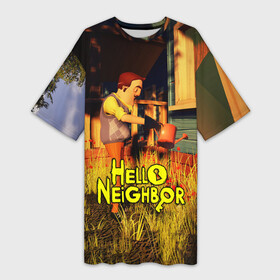 Платье-футболка 3D с принтом Hello Neighbor  Привет сосед  Сосед поливает в Екатеринбурге,  |  | hello neighbor | видеоигра | игра | ник рот | привет сосед | сосед | теодор питерсон