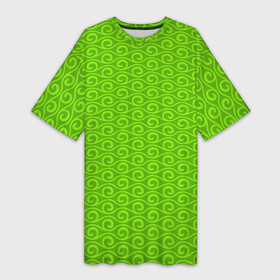 Платье-футболка 3D с принтом Зеленые волнистые узоры в Екатеринбурге,  |  | абстрактные | абстракция | геометрия | классика | классические | нейтральные | спокойные | узор | узоры