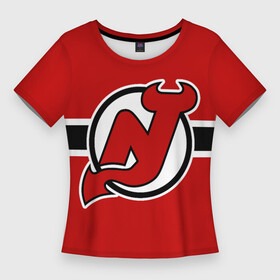 Женская футболка 3D Slim с принтом Нью Джерси Девилз форма в Екатеринбурге,  |  | new jersey devils | nhl | нхл | нью джерси девилз | хоккей