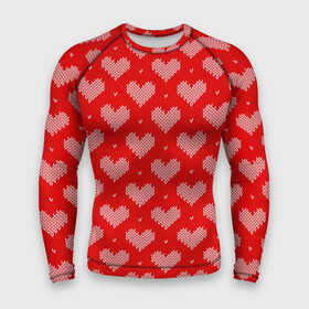 Мужской рашгард 3D с принтом Вязаные Сердечки в Екатеринбурге,  |  | Тематика изображения на принте: hearts | knitted | lace | red | white | белый | вязанные | красный | кружево | сердечки | сердца