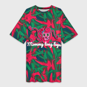 Платье-футболка 3D с принтом Mommy long legs Poppy playtime в Екатеринбурге,  |  | mommy long legs | зеленый | компьютерная игра | красный | мамочка длинные ноги | пк игры | поппи плей тайм