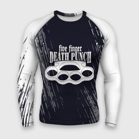 Мужской рашгард 3D с принтом Five Finger Death Punch  кастет в Екатеринбурге,  |  | Тематика изображения на принте: 5fdp | 5фдп | ffdp | five finger death punch | metal | music | skeleton | sounds | метал | музыка | рок | череп