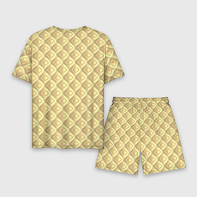Мужской костюм с шортами 3D с принтом Песочный паттерн из объемных ромбов в Екатеринбурге,  |  | 3д | геометрия | диагональ | желтый | песочный | ромб | симметрия